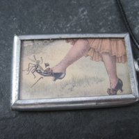 Vintage Halloween Postcard Pendant Necklace