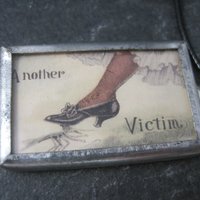 Vintage Halloween Postcard Pendant Necklace