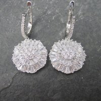 Vintage Sterling Cubic Zirconia Latch Earrings
