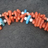 Vintage Chinese Export Coral Turquoise Necklace 30 Inches