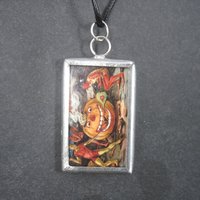 Vintage Halloween Postcard Pendant Necklace