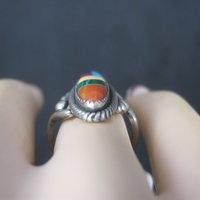 Southwestern Sterling Inlay Ring New Old Stock Size 5.5