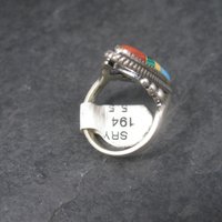 Southwestern Sterling Inlay Ring New Old Stock Size 5.5