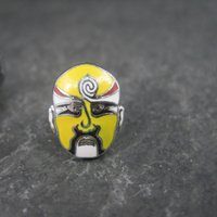 Vintage Enamel Kabuki Cufflinks and Tie Tack Set
