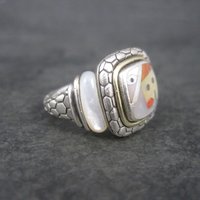 Vintage Sterling 18K Picasso Inlay Ring Size 5.5 Grossbardt