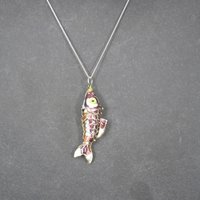 Vintage Cloisonne Enamel Fish Pendant Articulated Koi