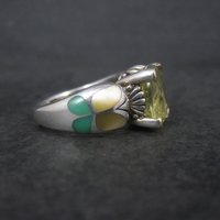 Vintage Sterling 18K Lemon Quartz Inlay Butterfly Ring Size 8 Asch Grossbardt