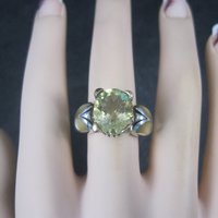 Vintage Sterling 18K Lemon Quartz Inlay Butterfly Ring Size 8 Asch Grossbardt