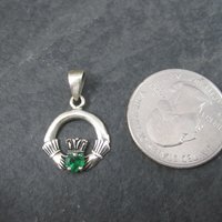 Sterling Claddagh Pendant May Birthstone