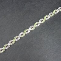Vintage Sterling Peridot White Topaz Bracelet 7.25 Inches