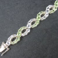 Vintage Sterling Peridot White Topaz Bracelet 7.25 Inches