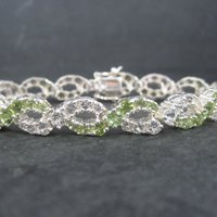 Vintage Sterling Peridot White Topaz Bracelet 7.25 Inches