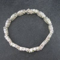 Vintage Sterling Peridot White Topaz Bracelet 7.25 Inches