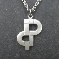 Vintage Kelly Waters Pewter Pendant Necklace
