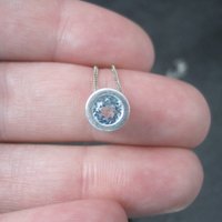 Tiny Sterling Blue Topaz Pendant Necklace