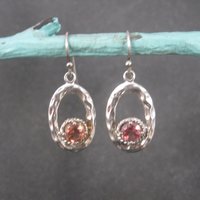 Vintage Sterling Pink Quartz Earrings