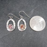 Vintage Sterling Pink Quartz Earrings