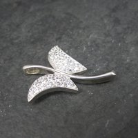 Vintage Sterling Cz Butterfly Pendant
