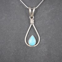 Vintage Southwestern Sterling Turquoise Pendant Necklace