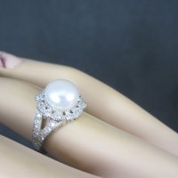 Vintage Sterling Pearl Cz Ring Size 5