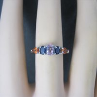 Vintage Sterling Blue Pink Orange Sapphire Ring Size 7 Chuck Clemency