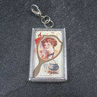 Vintage Halloween When Witches Go Riding Postcard Pendant Charm