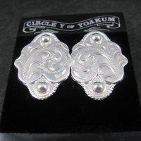 Vintage Etched Western Earrings Circle Y of Yoakum