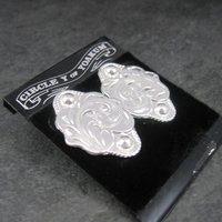 Vintage Etched Western Earrings Circle Y of Yoakum