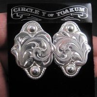 Vintage Etched Western Earrings Circle Y of Yoakum
