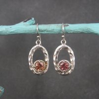 Vintage Sterling Pink Quartz Earrings