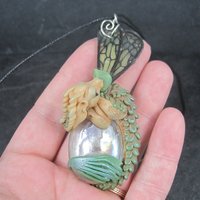 Large Polymer Clay Sea Dragon Fairy Pendant