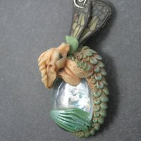 Large Polymer Clay Sea Dragon Fairy Pendant