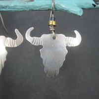 Vintage Southwestern Sterling Steer Head Earrings