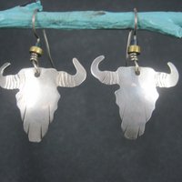 Vintage Southwestern Sterling Steer Head Earrings