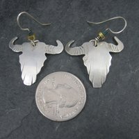 Vintage Southwestern Sterling Steer Head Earrings