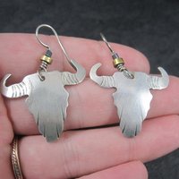 Vintage Southwestern Sterling Steer Head Earrings