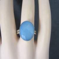 Vintage Sterling Faceted Chalcedony Ring Size 8