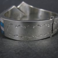 Vintage Southwestern Sterling Turquoise Mother of Pearl Clamper Bracelet 6.75"