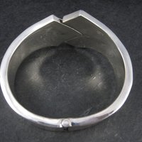Vintage Southwestern Sterling Turquoise Mother of Pearl Clamper Bracelet 6.75"