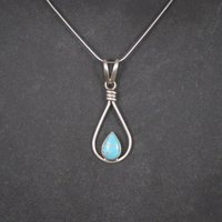 Vintage Southwestern Sterling Turquoise Pendant Necklace