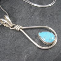 Vintage Southwestern Sterling Turquoise Pendant Necklace
