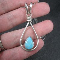 Vintage Southwestern Sterling Turquoise Pendant Necklace