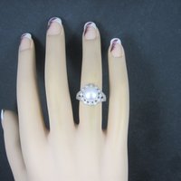 Vintage Sterling Pearl Cz Ring Size 5