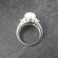 Vintage Sterling Pearl Cz Ring Size 5
