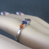 Vintage Sterling Blue Pink Orange Sapphire Ring Size 7 Chuck Clemency