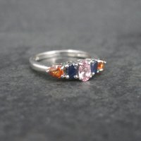 Vintage Sterling Blue Pink Orange Sapphire Ring Size 7 Chuck Clemency