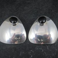 Large Onyx Earrings Vintage Sterling Navajo Sarah Chee
