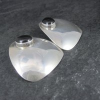 Large Onyx Earrings Vintage Sterling Navajo Sarah Chee