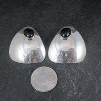 Large Onyx Earrings Vintage Sterling Navajo Sarah Chee