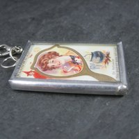 Vintage Halloween When Witches Go Riding Postcard Pendant Charm